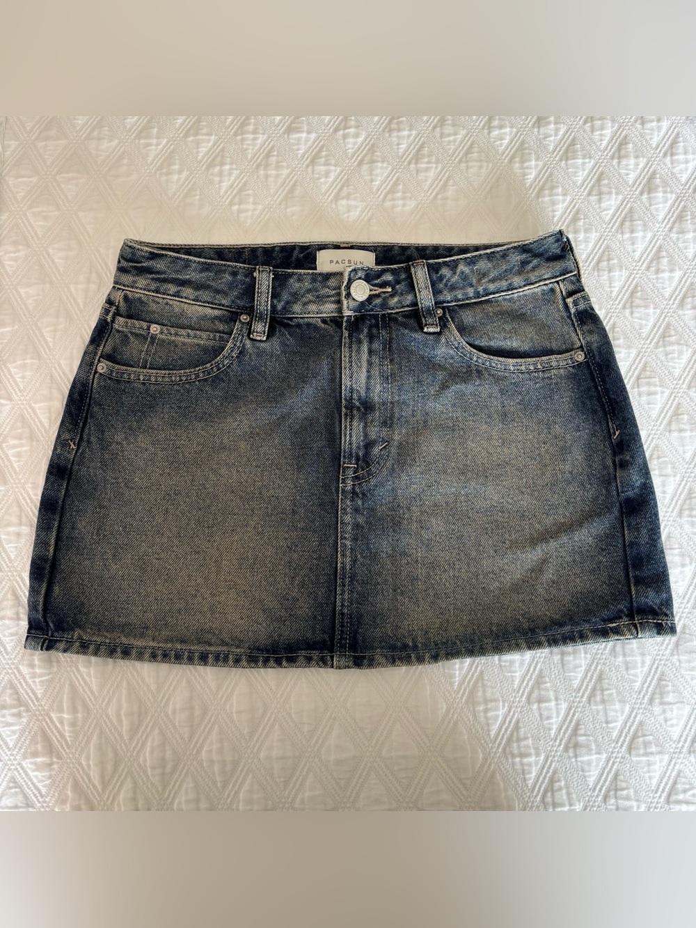 PacSun Bella Mid Rise Denim Mini Skirt